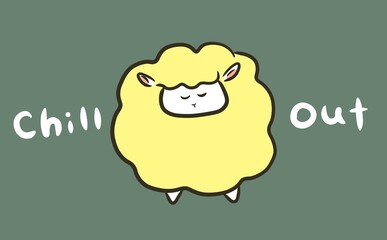 チルアウトする羊のイラスト
