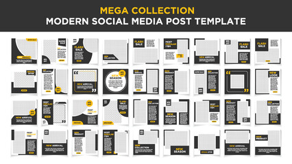 Mega collection social media post template set. Modern social media post bundle vector, Design editable template for social media posts