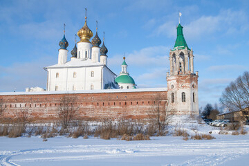 At the ancient Spaso-Yakovlevsky Dmitriev monastery on a sunny January day. Rostov, Golden Ring of...