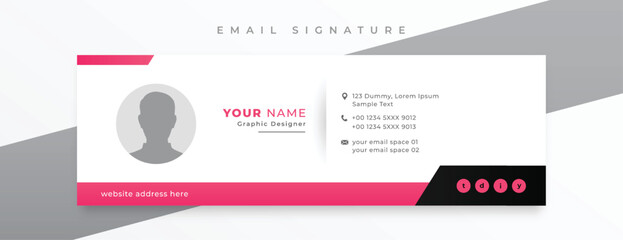 minimal style email signature card template in horizontal design