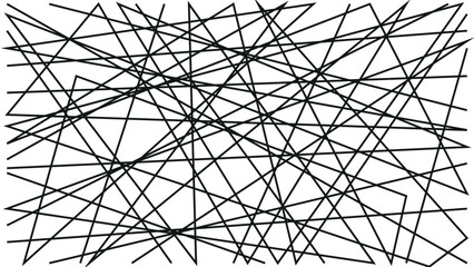 Vector asymmetrical texture with random chaotic lines, abstract geometric pattern. black and white vector 