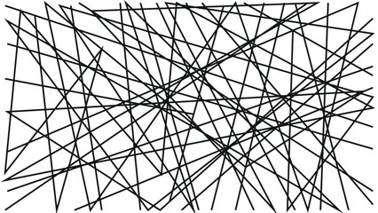 Vector asymmetrical texture with random chaotic lines, abstract geometric pattern. black and white vector 