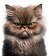 Cat being grumpy, illustration on transparent background