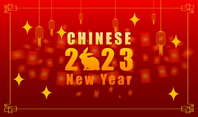 Happy Chinese new year 2023 year of the rabbit zodiac with on color Background.  Vector Art at Vectorzy poster illustrator of even