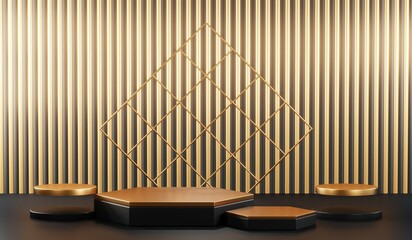 3D rendering of black podium background for black friday product on podium