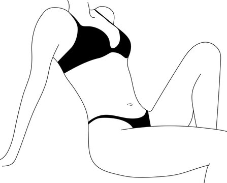 recommend clip art: Sexy woman body in black bikini line art