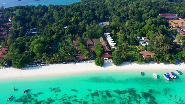 Aerial view of Pattaya Beach in Koh Lipe, Satun, Thailand