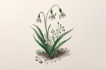 Snowdrops - Watercolour (Generative Art)