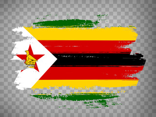 Flag of  Zimbabwe brush stroke background.  Flag Republic of  Zimbabwe on transparent background for your design, app, UI.  Stock vector. EPS10.