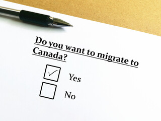 Fototapeta premium Questionnaire about migration