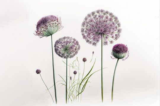 Alliums, Allium spp. - Watercolour (Generative Art)