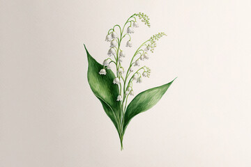 Lily of the valley, Convallaria majalis - Watercolour (Generative Art)