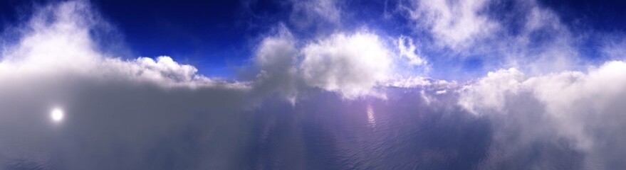 Naklejka na ściany i meble Cloud landscape panorama, beautiful clouds against the blue sky, 3d rendering