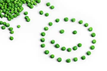 Fresh appetizing pea with green leaf