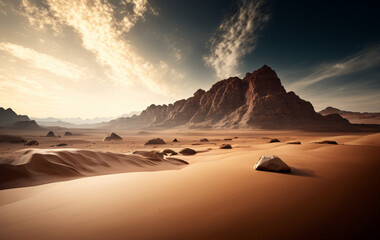 Fototapeta na wymiar Mountain landscape in the desert. Created by Generative AI