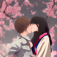 kiss of a couple of lovers