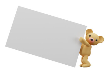 Teddy Bears with signboard and space for text. Valentine day concept.