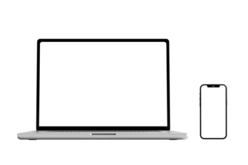 Laptop and Smartphone with transparent mockup vector. PNG	