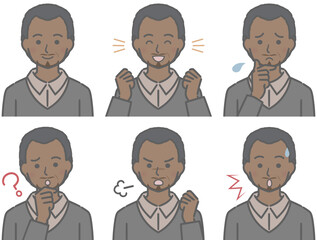 中年の黒人男性の色々な表情