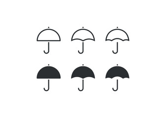 Umbrella icon set. Parasol illustration symbol. Sign protection from rain and sun vector desing.