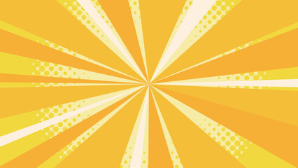 アメコミ風　集中線　サンバースト　背景素材　イラスト　黄色　フルHD
