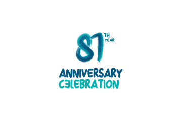 81th, 81 years, 81 year anniversary celebration fun style logotype. anniversary white logo with green blue color isolated on white background, vector design for celebrating event