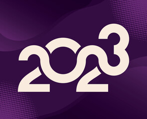2023 White Happy New Year Holiday Abstract Vector Illustration Design With Purple Gradient Background