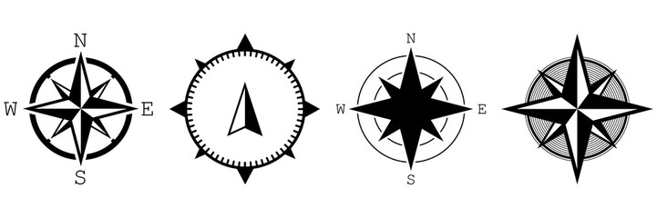 Monochrome navigational compass. Vector illustration