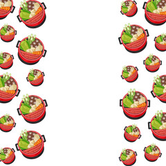 cartoon sukiyaki, japanese food frame border background
