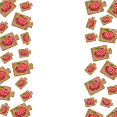 cartoon wagyu beef, japanese food frame border background
