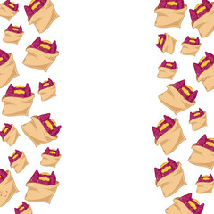 cartoon yakiimo, japanese food frame border background
