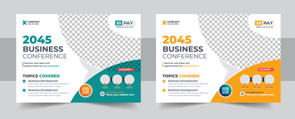 Modern Corporate horizontal Business Conference Flyer Layout and invitation banner template design, Annual corporate business workshop, meeting, training, business webinar flyer layout