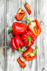 Pieces of fresh sweet pepper.