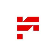 Red F Industrial Monogram Logo Design Vector