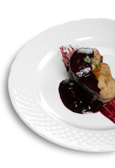 Grilled chicken with sauce in plate