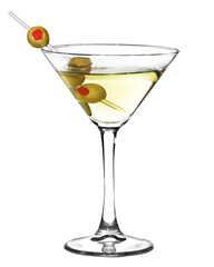 Martini Fresh tasty colored cocktail with fruit - obrazy, fototapety, plakaty