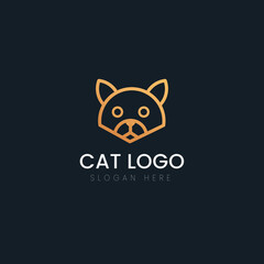 Outline cat head logo Vector icon, sign, symbol for UI and Animation