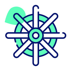 An amazing icon of ship rudder, creative design vector of boat steering