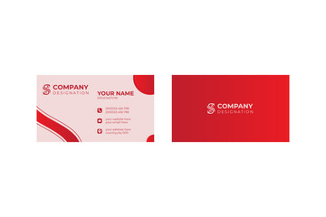 Red color business card design,horizontal clean vector design,layout in rectangle size,double sided vector business card design formal vector design,modern business card template. 