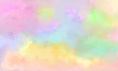 Abstract colorful rainbow watercolor brush painting soft background