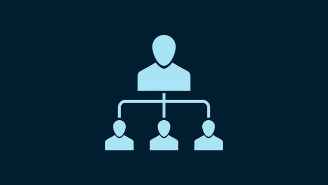 White Referral marketing icon isolated on blue background. Network marketing, business partnership, referral program strategy. 4K Video motion graphic animation
