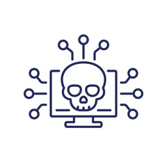 Botnet line icon, malware in computer