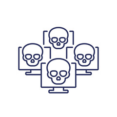 Botnet line icon, network with bots