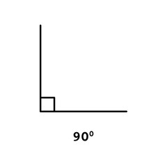 90 degree angle icon, thin black line math symbol for geometry and trigonometry in school