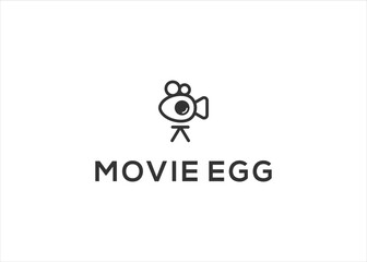 movie film and Egg Logo Design Vector