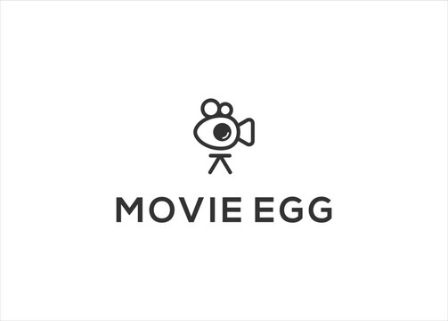 movie film and Egg Logo Design Vector