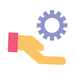 hand and gear flat icon