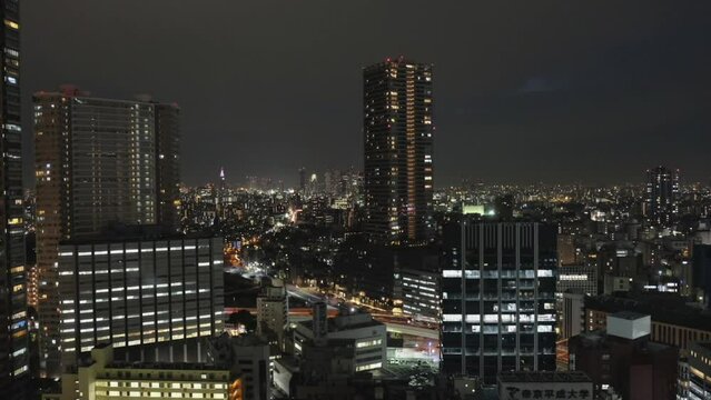 Time lapse of Tokyo Skyline At Night