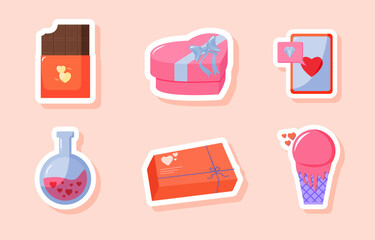 Set of Valentine Sticker Design