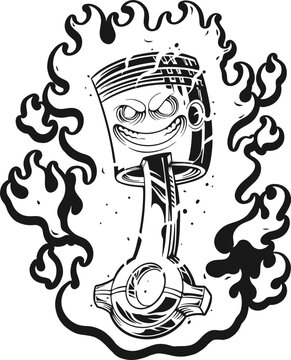 recommend clip art: Angry flaming fire racing piston head outline Vector illustrations for your work Logo, mascot merchandise t-shirt, stickers and Label designs, poster, greeting cards advertising business company